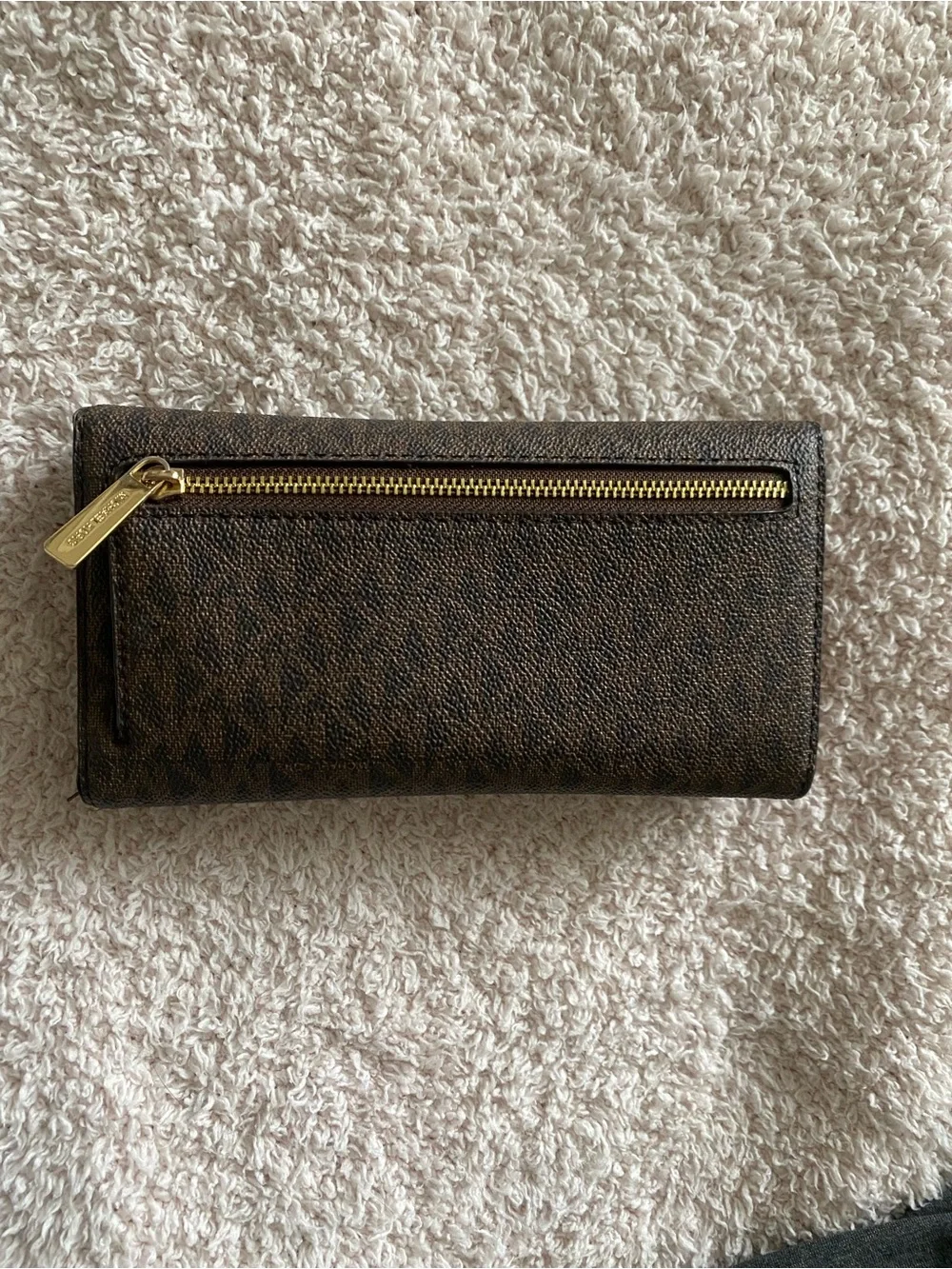 Michael Kors Brown Trifold Wallet with Gold Hardware